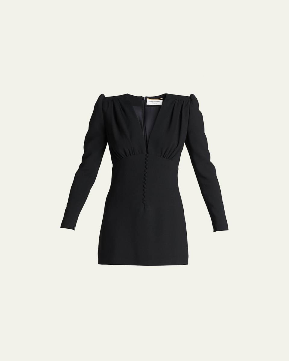 Plunging Crepe Mini Dress
